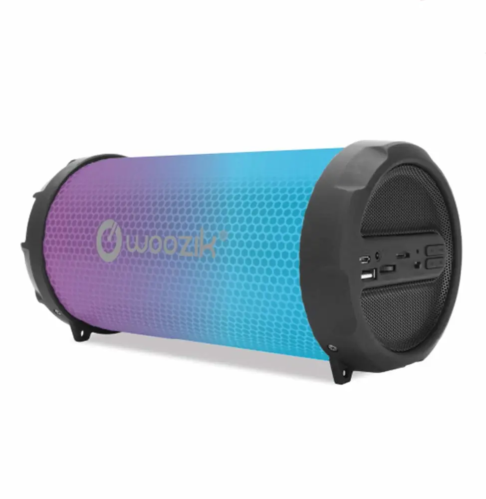 WOOZIK Rockit Go / S213 LED Bluetooth Speaker, Wireless Boombox Indoor/Outdoor with FM Radio,Micro SD Card, USB, AUX 3.5mm Support, Rechargeable Battery, Strap for Travel, Great for Parties! (Black)