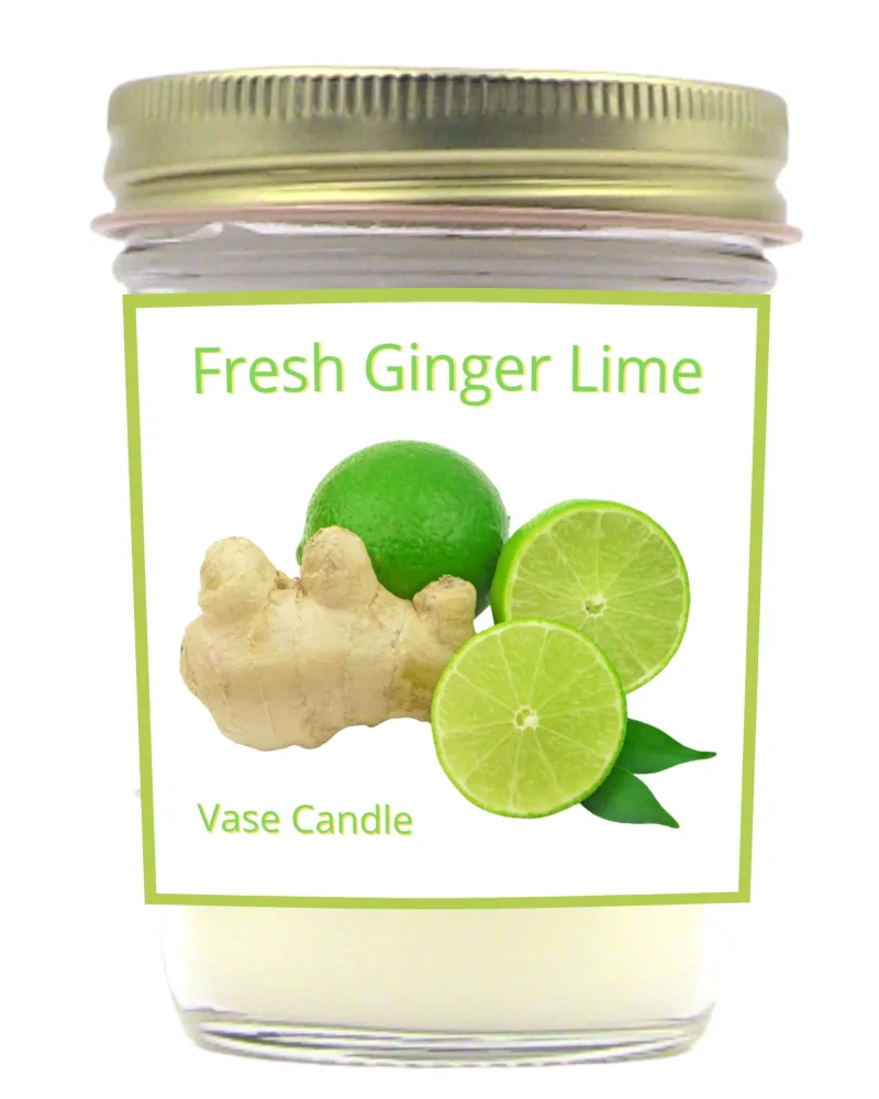 Fresh Ginger Lime Vase Candle - A spicy blend of nutmeg and lime. (Jar)