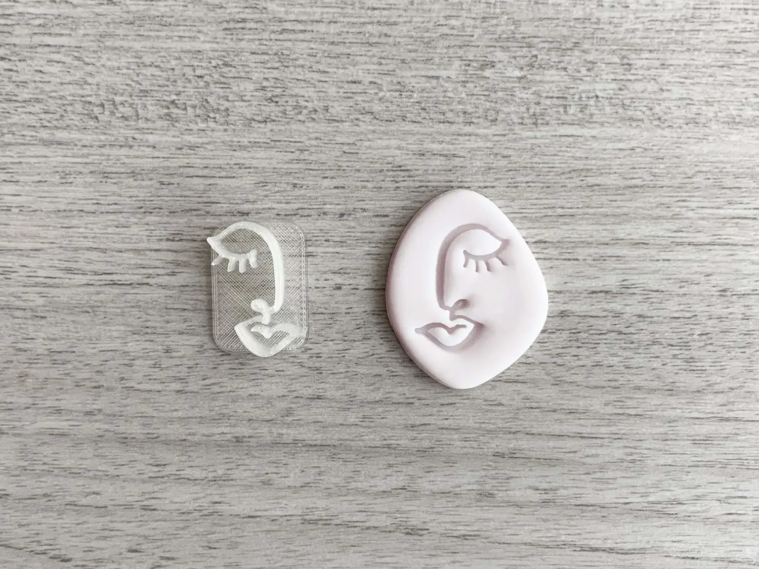 Abstract Face 4 Embosser, Stamp For Fondant, Polymer Clay, Cookies, Ceramics, Soap and dough