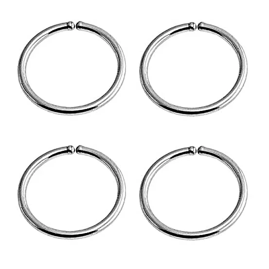 2 Pairs Set Nose Rings Hoop Cartilage Small Hoops Earrings Set for Women Tragus Septum Helix Thin Multiple Piercing (6mm/ 20 gauge/ 2 pairs, Sterling Silver 925)