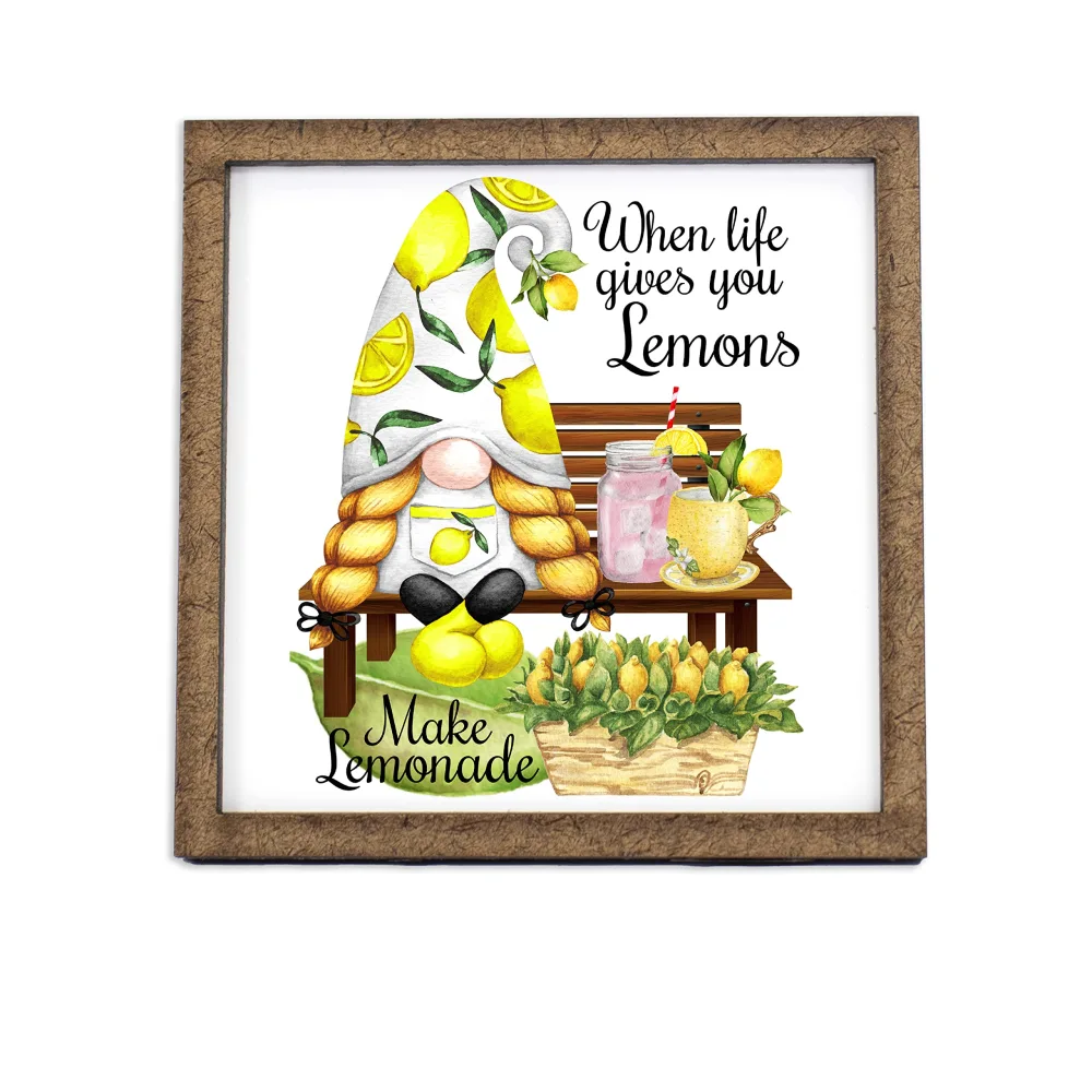 Gnome when life gives you lemons Sign - Tier Tray Sign - Wooden Sign - Wood Sign - Shelf Sitter - Home Decor (4" x 4")