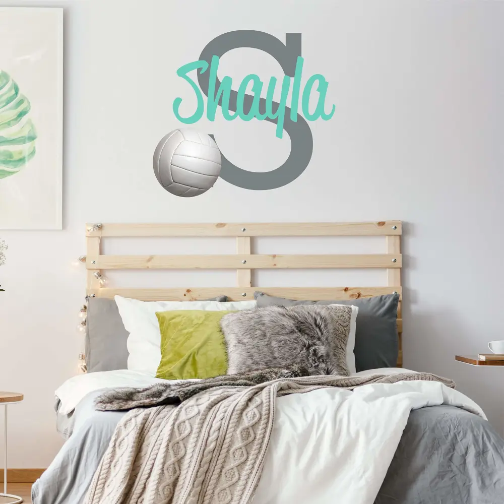 Custom Name Volleyball Wall Decal - Boys Girls Personalized Name Volleyball Sports Wall Sticker - Custom Name Sign - Custom Name Stencil Monogram - Boys Girls Room Wall Decor