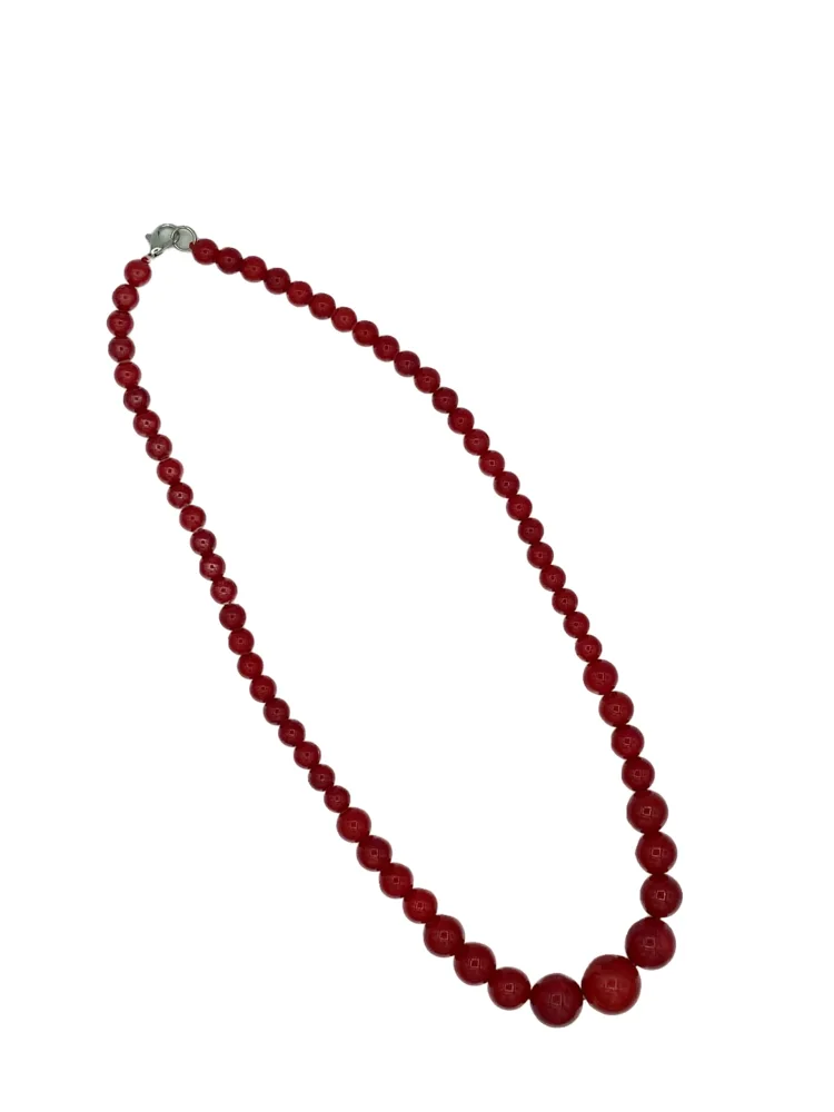 Natural Ruby Gemstone Round Graduated Beaded Necklace