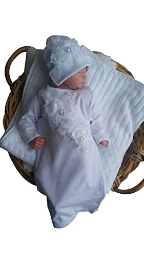 Newborn Girl Coming Home Outfit Floral Shabby Chic Boho Layette Gown Beanie Layette Set Baby Girl Shower Gifts Newborn Hospital Outfit