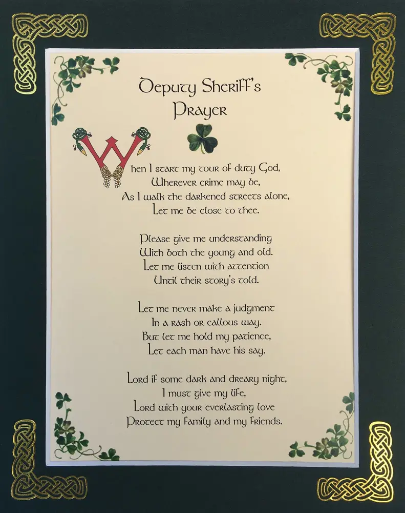 Deputy Sheriff's Prayer - 8x10 Print with Green Matting