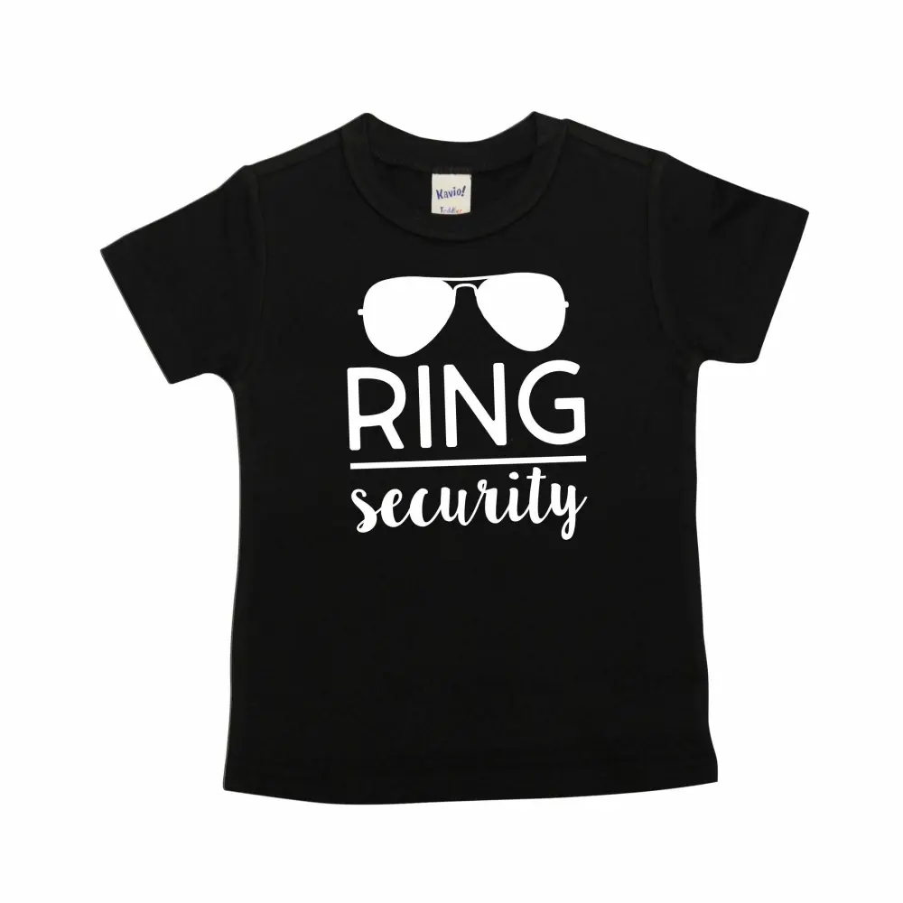 Ring Bearer Shirt, Ring Security Shirts For Boys, Wedding Party Proposal, Toddler 2T 3T 4T 5T and Youth Sizes, Black and White T Shirt 380 (2T)