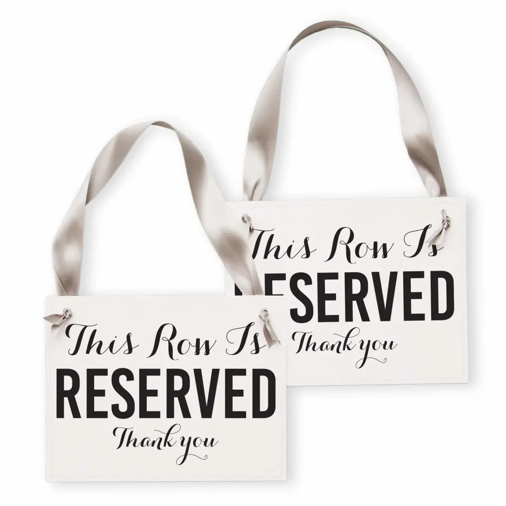 Reserved Seat Signs for Wedding Ceremony | Chair Banners to Reserve Seating (Reserved Row Block x 2)