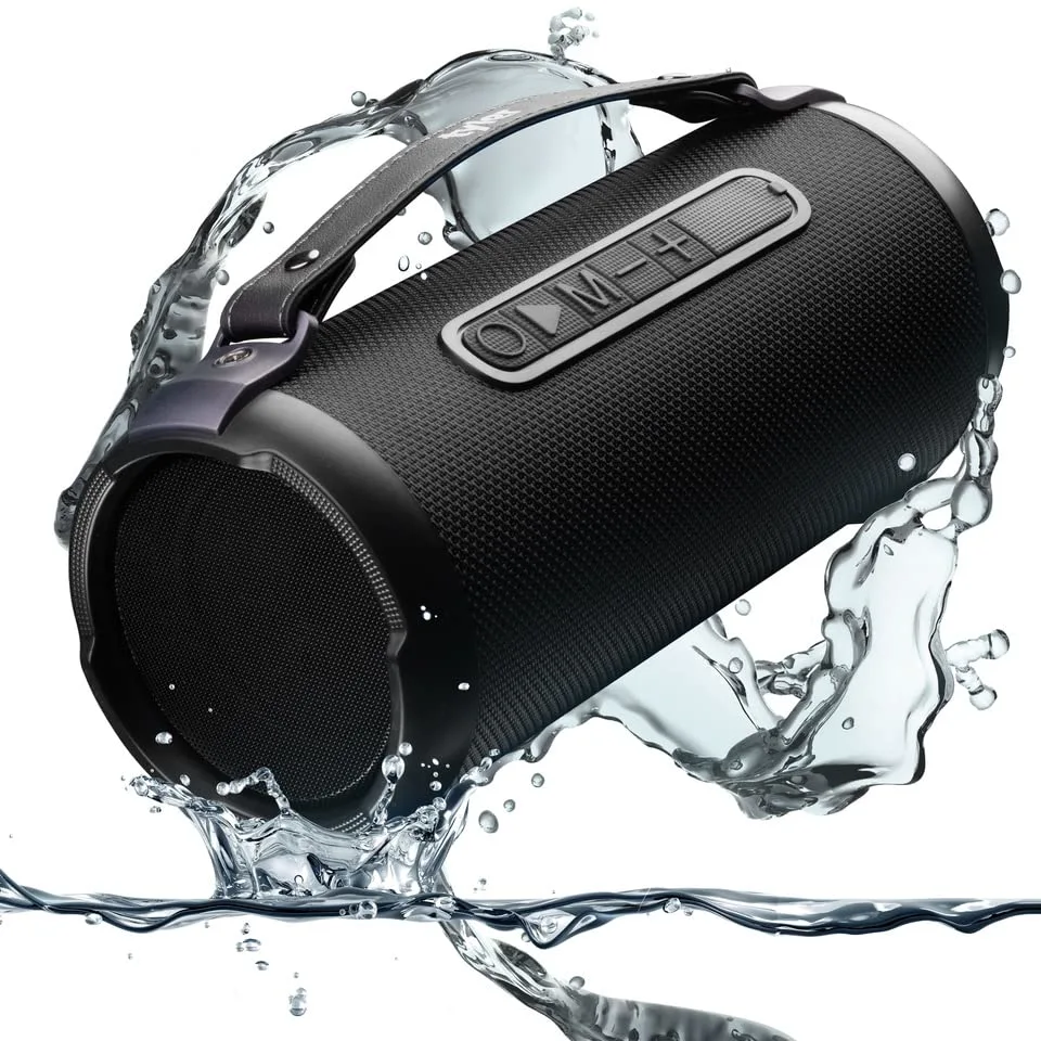 Tyler Wireless Bluetooth Speaker Water Resistant Long Range 300 watt Rechargeable Boombox USB MP3 Micro SD AUX Inputs Fm Radio Sound & Bass Carry Strap Lightweight for Home Outdoor Stereo