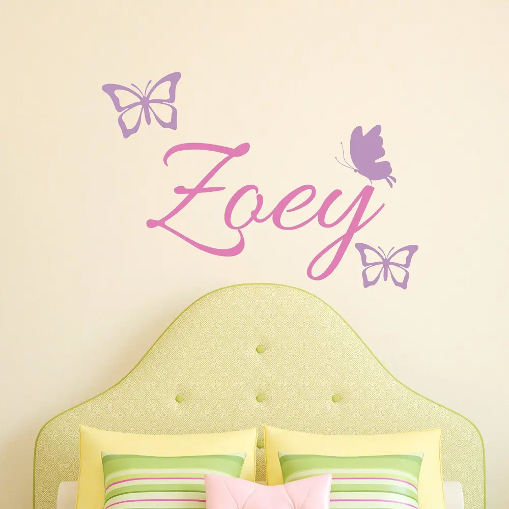 Custom Name Butterfly Wall Decal - Girls Personalized Name Butterflies Wall Sticker - Custom Name Sign - Custom Name Stencil Monogram - Girls Room Wall Decor