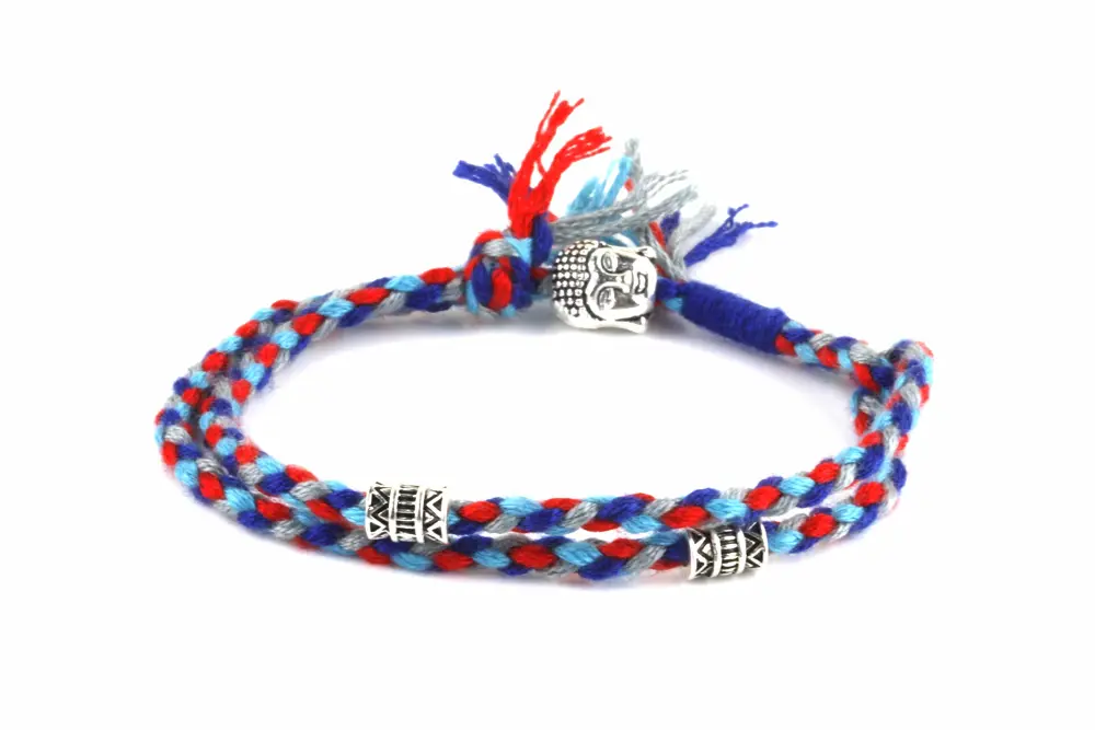 Dowling Brothers Tibetan Monk Lucky Cotton Flag Bracelet White Copper Buddha