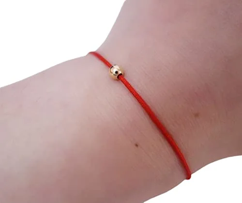 Hand Made Genuine 14K SOLID GOLD Red String Bracelet Amulet Bracelet Kabbalah Bracelet Red String Of Fate Protection Bracelet Birthday Gift Healing Anxiety Friendship Lucky Couple Women Men Teenagers