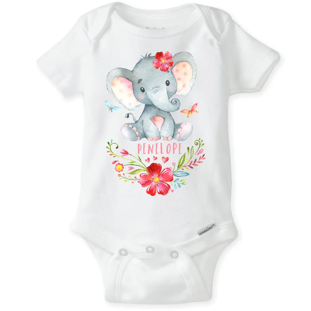 Personalized Elephant Baby Shirt - Custom Elephant Themed Baby Shower Gift