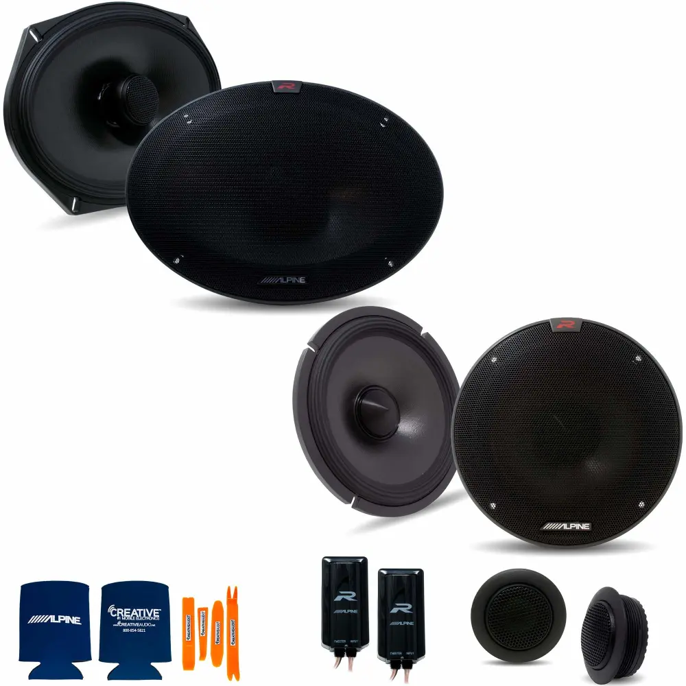 Alpine R-S65C.2 6.5 Inch Component 2-Way Speakers with Alpine R-S69.2 R-Series 6x9-in Coaxial 2-Way Speakers