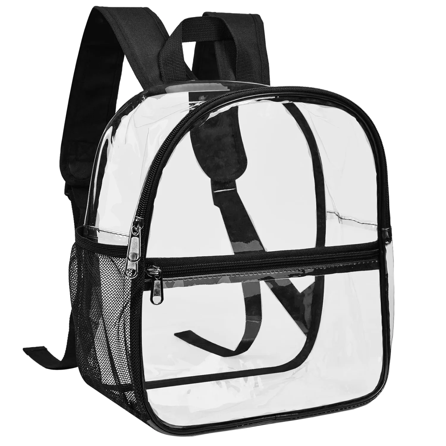 USPECLARE Clear Backpack Stadium Approved 12×6×12, Water proof Clear Bag for Concert Work Sport Event(Black)