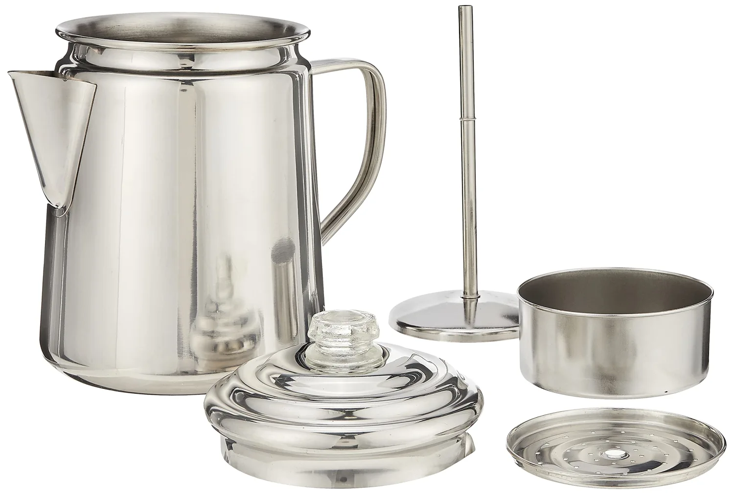 Coleman Stainless Steel Percolator Coffee Pot, 12-Cup Capacity Lightweight Coffee Percolator, No Filter Needed, Durable Outdoor Coffee Maker for Camping, Backpacking, RV, Stovetop, Campfire, & More