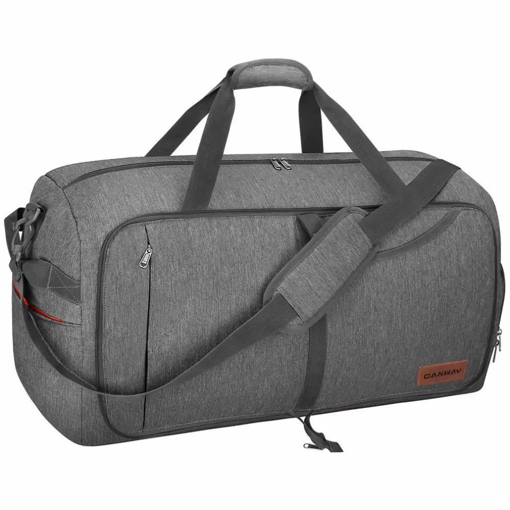 Canway 65L Travel Duffel Bag, Foldable Weekender Bag with Shoes Compartment for Men Women Water-proof & Tear Resistant