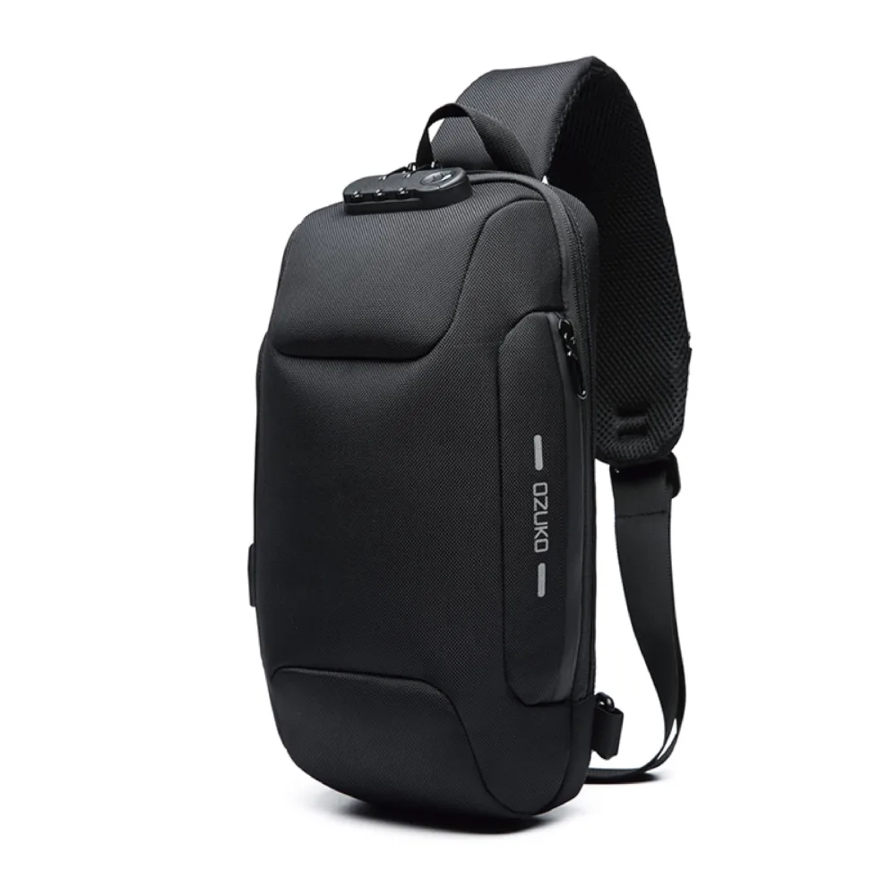 OZUKO Sling Backpack USB Anti-Theft Men'S Chest Bag Casual Shoulder Bag