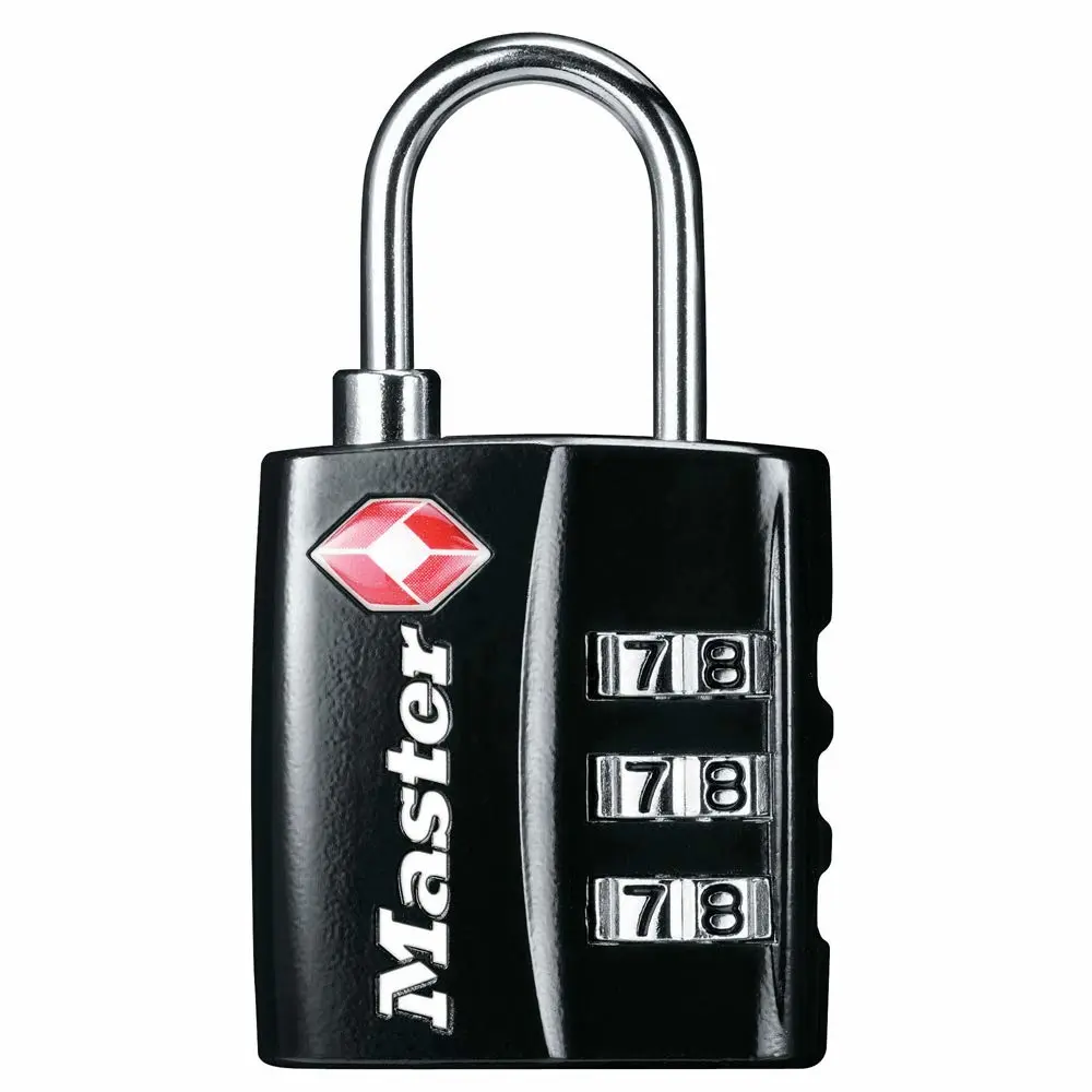 Master Lock Black TSA-Approved Luggage Lock with Wide Lock Body and Thin, Durable Steel Shackle, Zipper Lock for Backpacks, Luggage, 4680DBLK