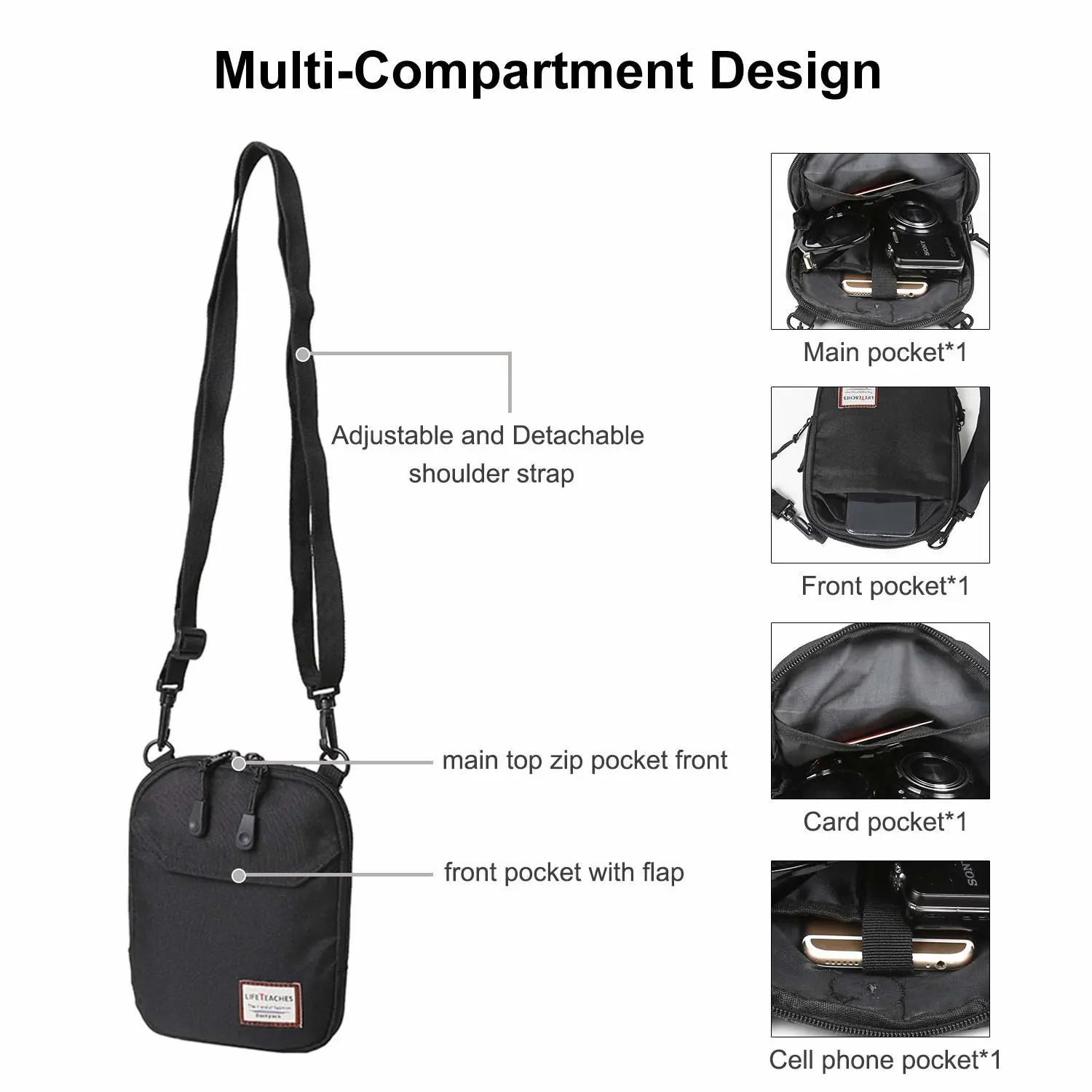 Small Crossbody Bag for Men, Mini Messenger Bag Shoulder Bag for Phone Passport