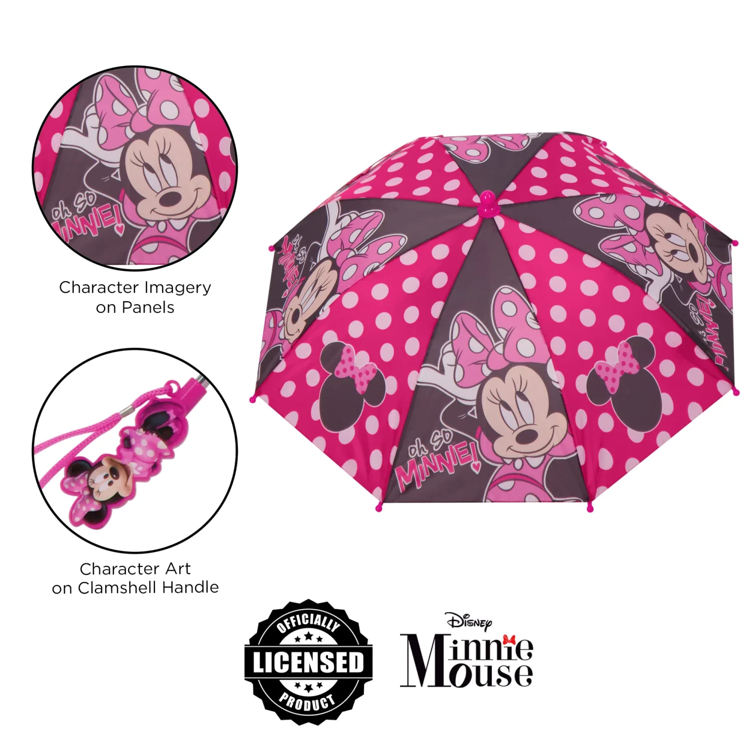 Disney Kids Umbrella and Slicker, Minnie Mouse Toddler and Little Girl Rain Wear Set, for Ages 2-7