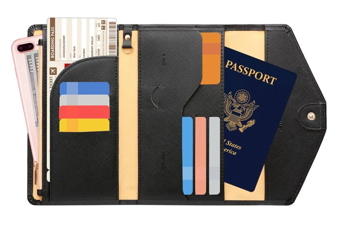 Zoppen Mulit-purpose Rfid Blocking Passport Holder Travel Wallet (Ver.4) Passport and Vaccine Card Holder ComboTri-fold Document Organizer Travel Essentials
