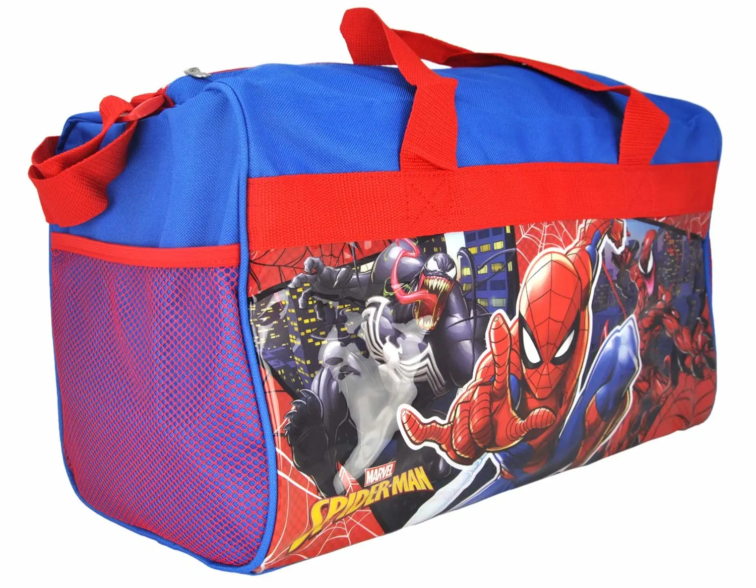 Ruz Spiderman 600D Polyester Duffle Bag with Printed PVC Side Panels