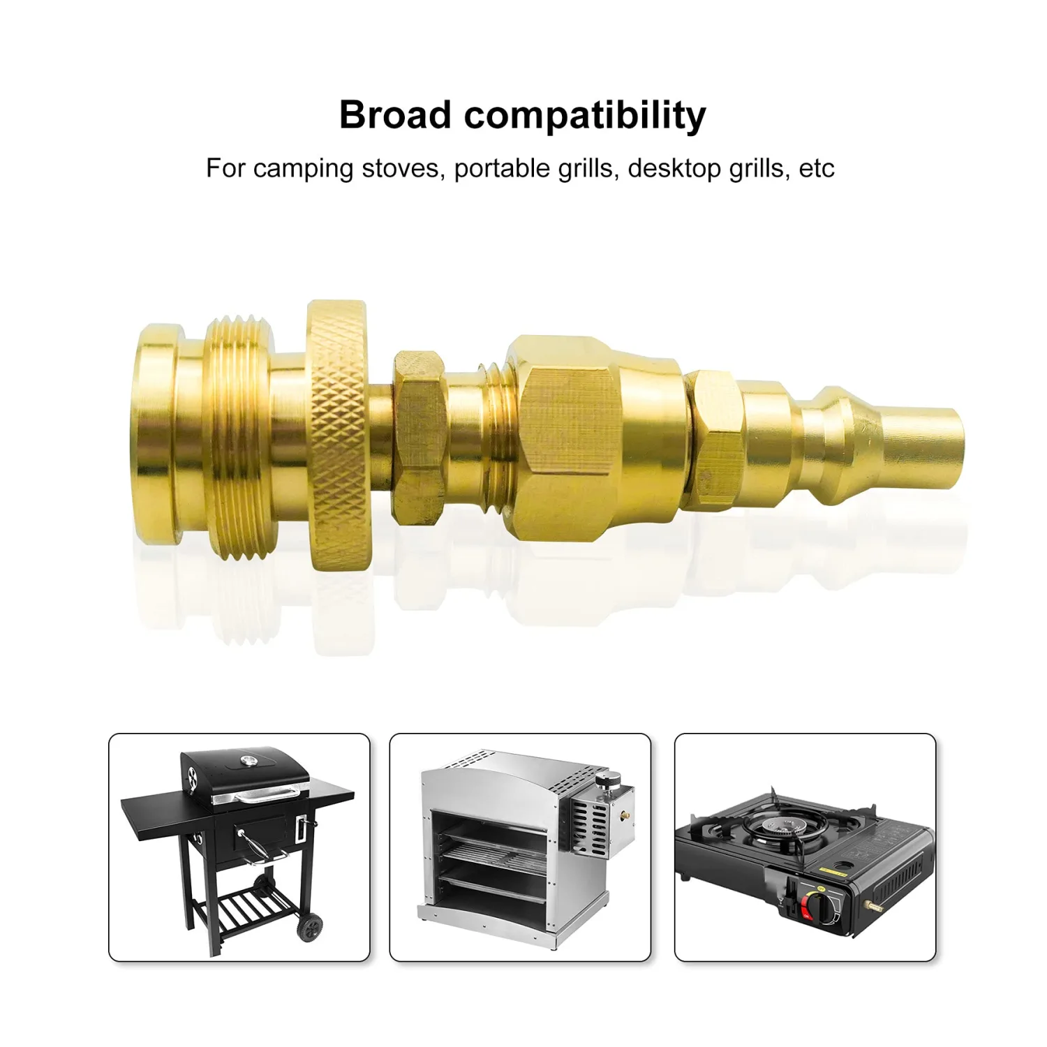 1lb Propane Disposal Adapter Fitting with 1/4" Quick Connect Disconnect Adapter Plug, Connect 1lb Camping Grill Stove 5-40lb Tanks for Portable BBQ Grill Bubby Heater Hook Up RV Trailer