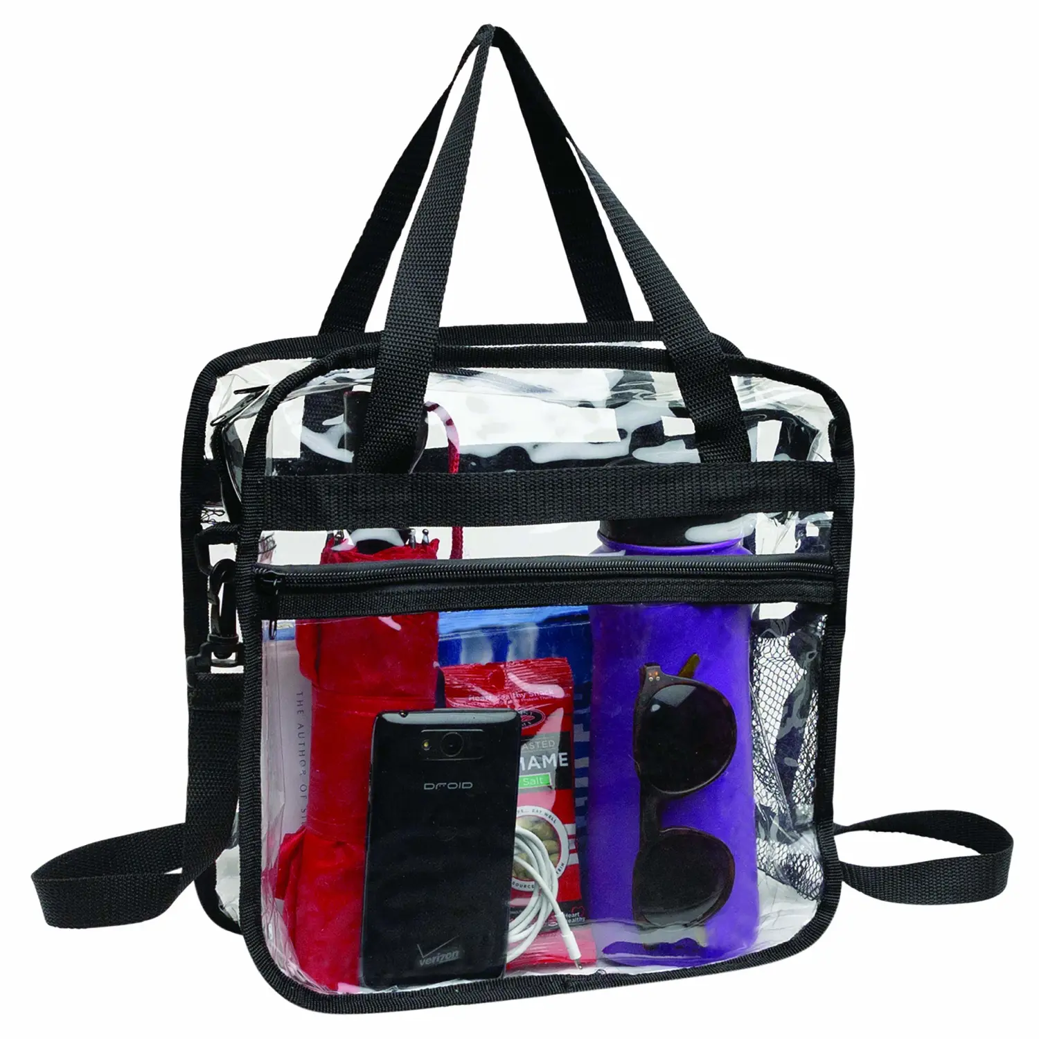Clear Bag Stadium Approved Tote with Handles Double Zippers Adjustable Shoulder Straps Transparent for Men, Women and Kids