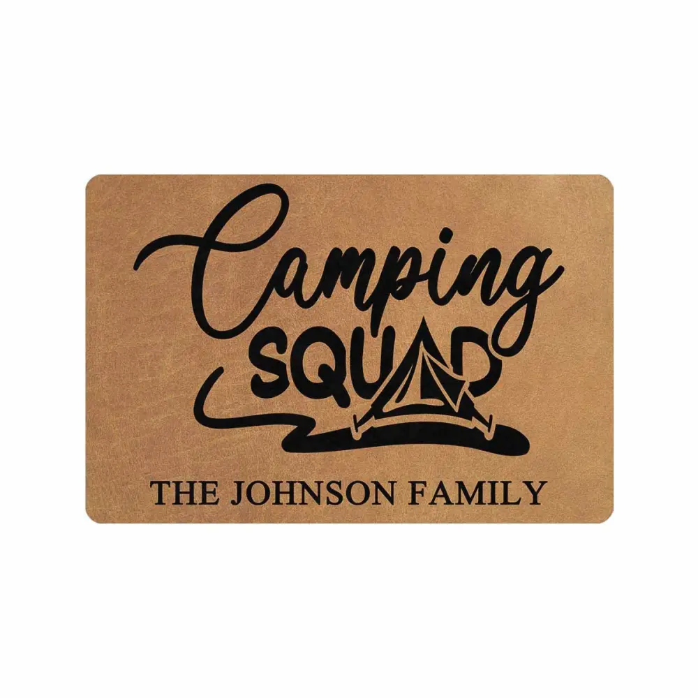 Personalized Camper Doormat 24" X 16" Indoor Outdoor with Camping Squad Entrance Door Mat Rug Decor Custom Camping