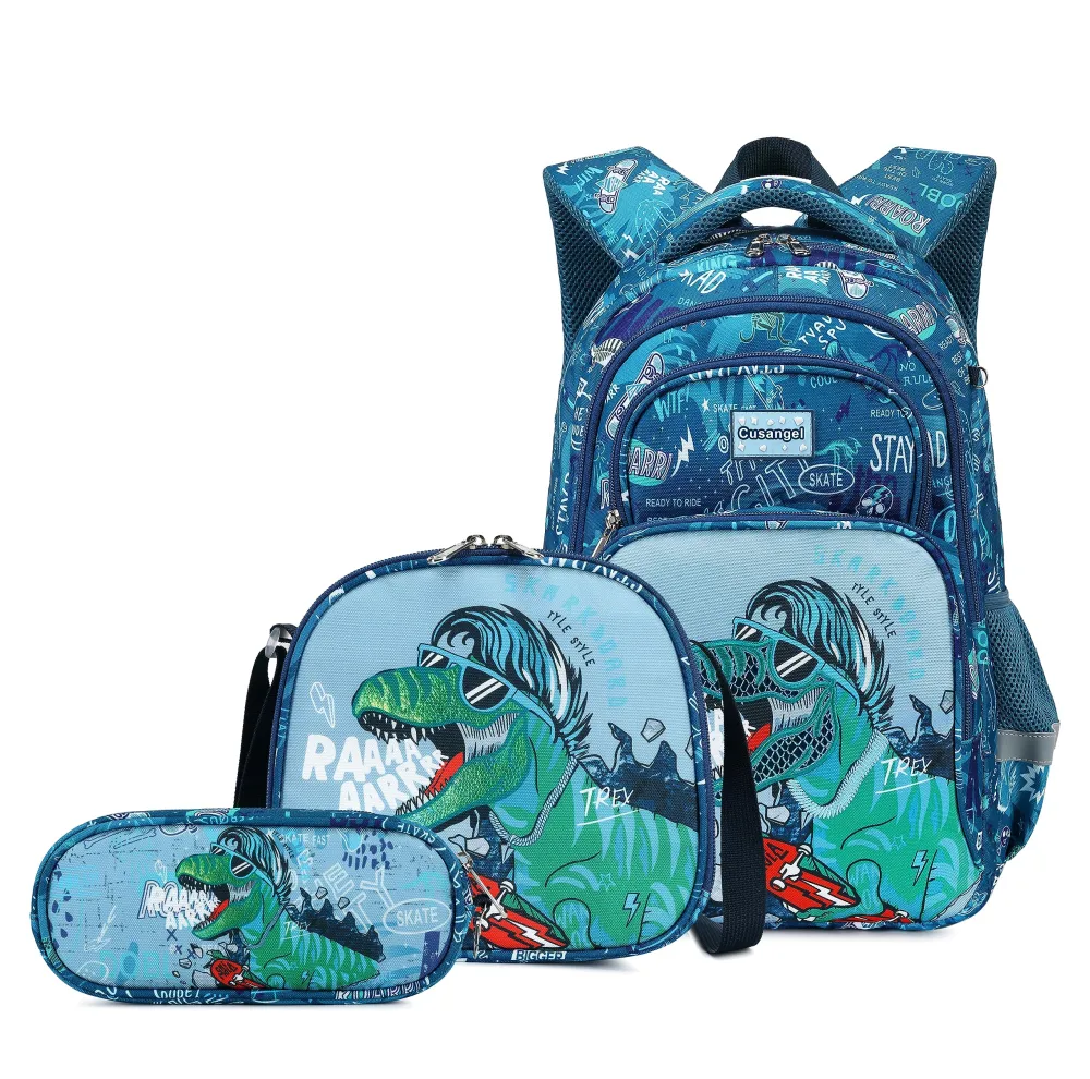 3Pcs Boys Dinosaur Backpack Set with Lunch Box Pencil Case, School Book Bag for Kids Elementary Preschool…