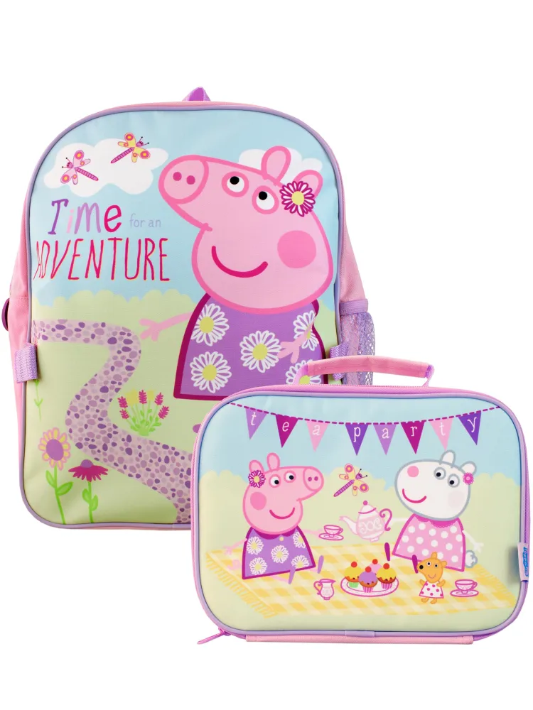 Peppa Pig Kids Backpack and Lunch Box Set Pink