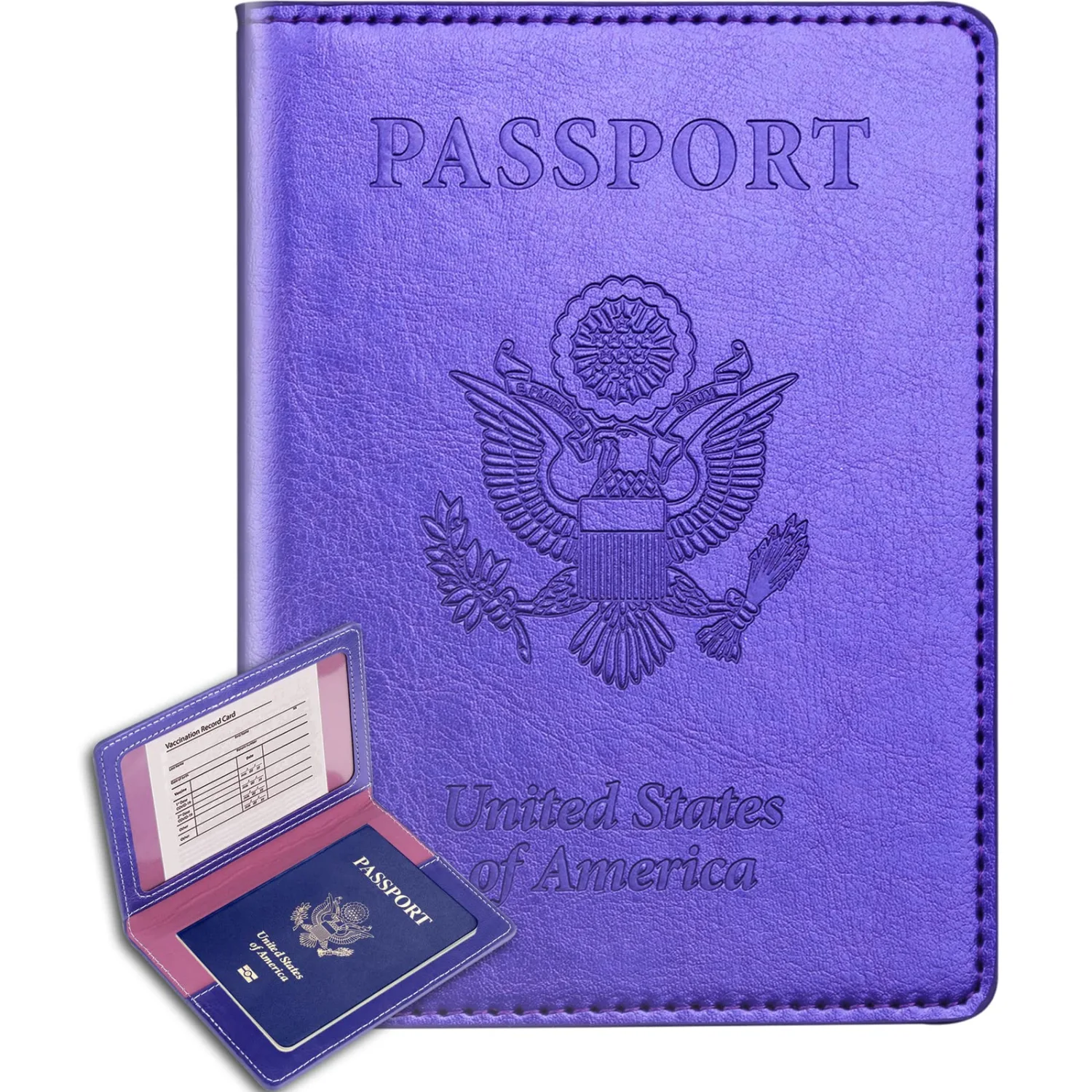 Passport Holder, Passport Cover, Passport and Vaccine Card Holder Combo, Passport Case with Vaccine Card Slot Passport Wallet for Women Men family, Passport Book Cruise Travel Essentials (purple)