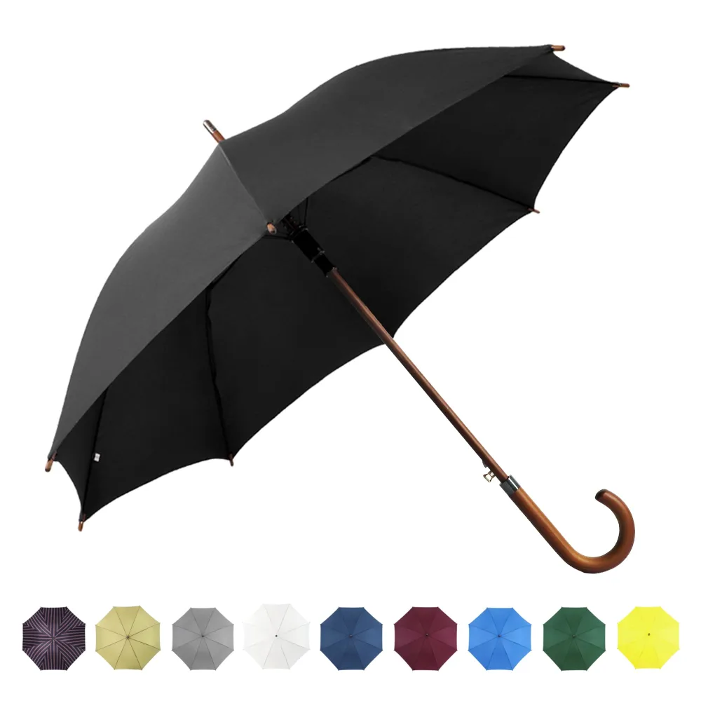 SoulRain 48" Arc Classic Wood Handle Umbrella Auto Open Windproof clear Unbreakable Stick Rain Umbrella