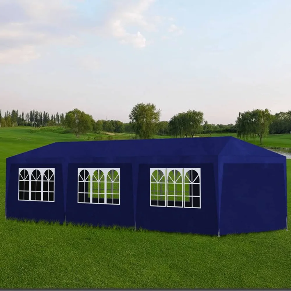 Party Tent 10'x30' Blue，Canopy Tent Outdoor Party Wedding Tent, Waterproof Camping Gazebo Storage Shed Gazebo Caters Picnic BBQ Event Party Tent