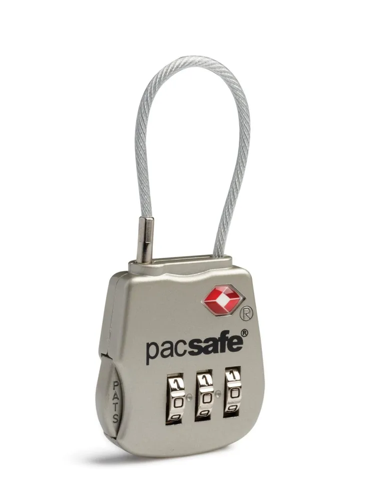 Pacsafe Prosafe 800 TSA Accepted 3-Dial Cable Lock, Silver