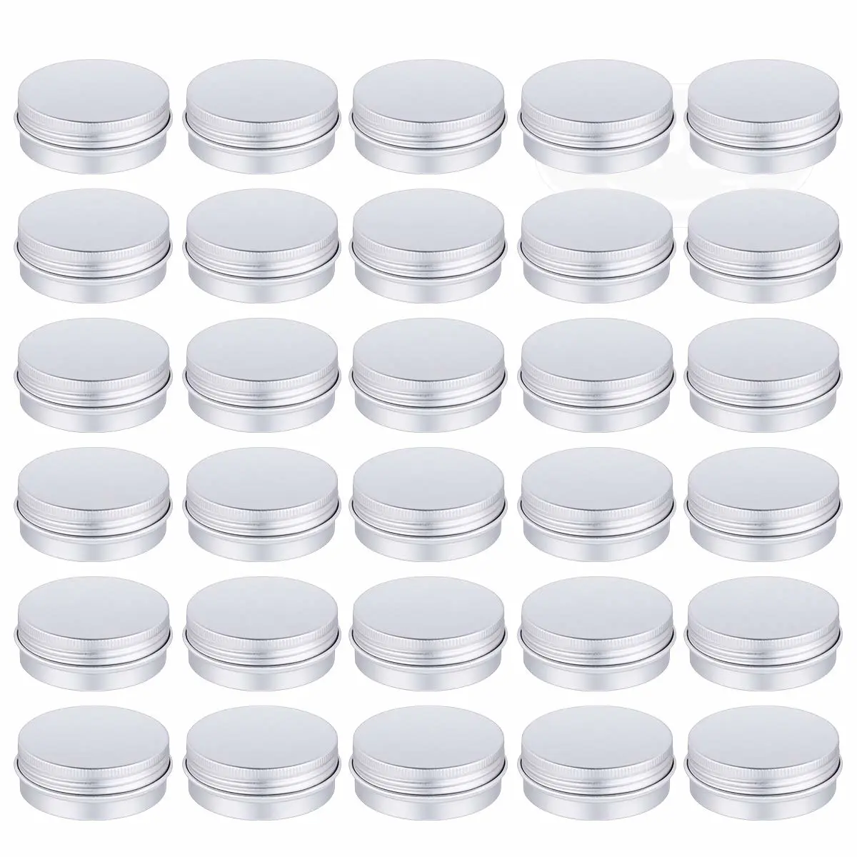 Petutu 30 Pack Tin Cans Screw Top Round Metal Lip Balm Tins Containers with Lids (1oz)