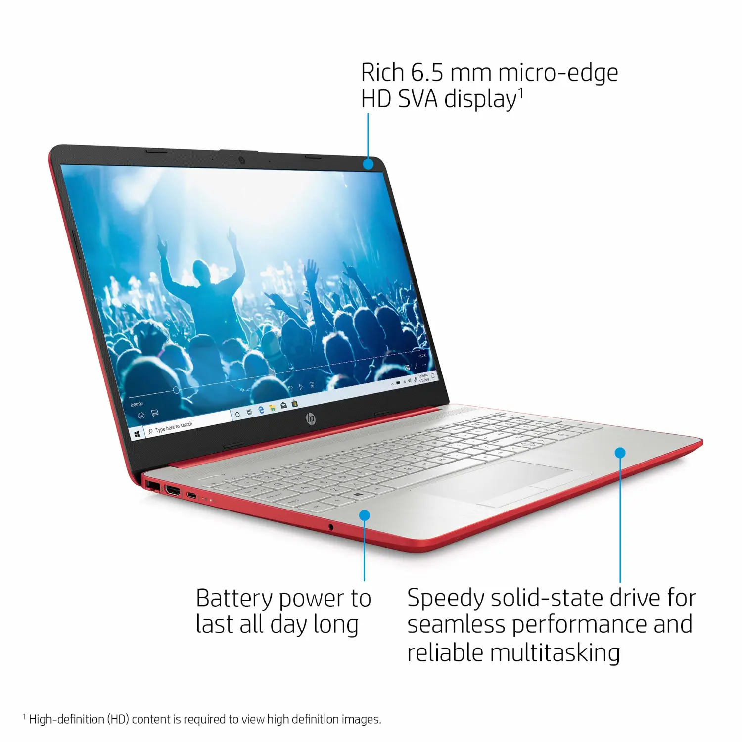 HP Pavilion Intel Pentium Silver N5000 4GB 128GB SSD Windows 10 Laptop Red