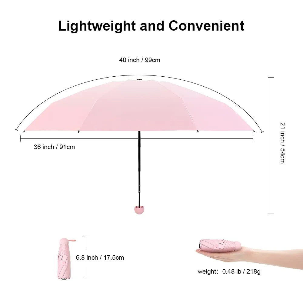 TIME LOVER Compact Travel Sun & Rain Umbrella Windproof Portable Mini Folding Umbrella for Girls Women