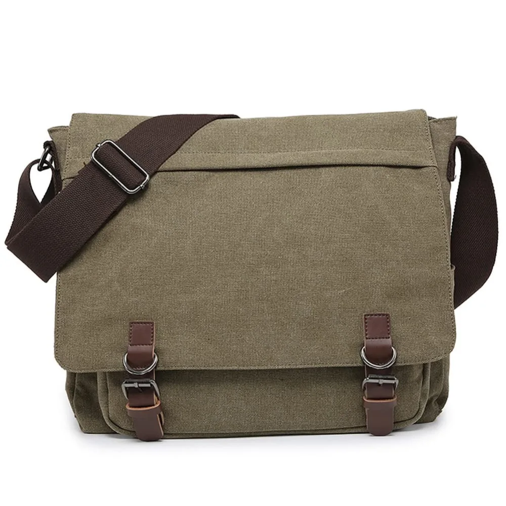 Large Vintage Canvas Messenger Shoulder Bag Travel Crossbody Purse Briefcase Business Bag for 15inch Laptop