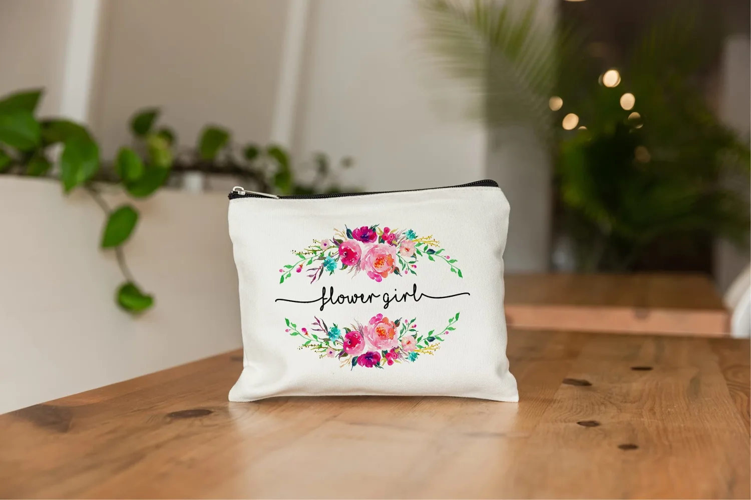 Moonwake Designs Flower Girl Makeup Bag, Flower Girl Gift, Bridal Party Favor, Cosmetic Pouch, Wedding Party Gift, Gift from Bride