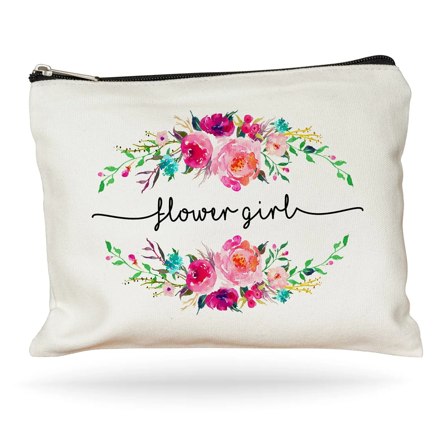Moonwake Designs Flower Girl Makeup Bag, Flower Girl Gift, Bridal Party Favor, Cosmetic Pouch, Wedding Party Gift, Gift from Bride