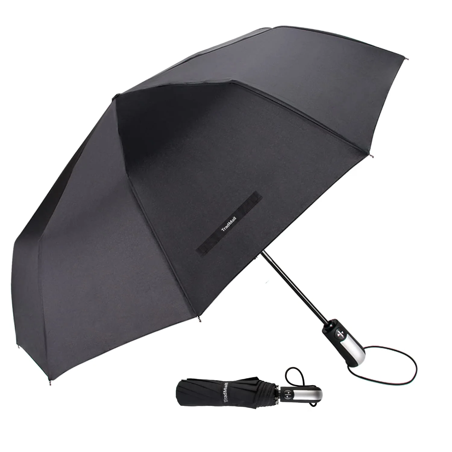 TradMall Travel Umbrella Windproof with 46/56 Inches Large Canopy 10 Reinforced Fiberglass Ribs Ergonomic Handle Auto Open & Close