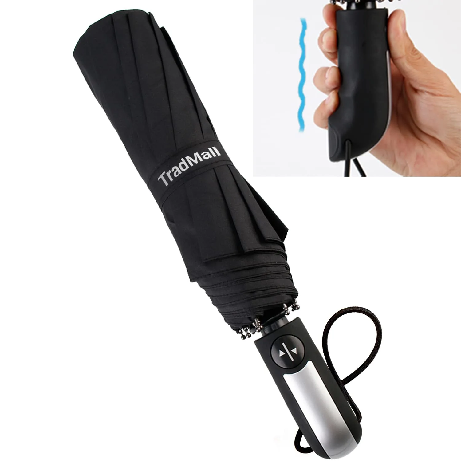 TradMall Travel Umbrella Windproof with 46/56 Inches Large Canopy 10 Reinforced Fiberglass Ribs Ergonomic Handle Auto Open & Close
