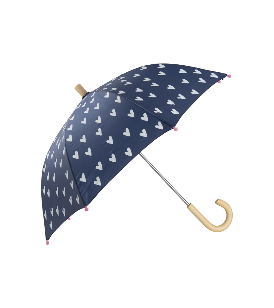 Hatley Kids Printed Umbrellas, Navy & White Hearts, One Size