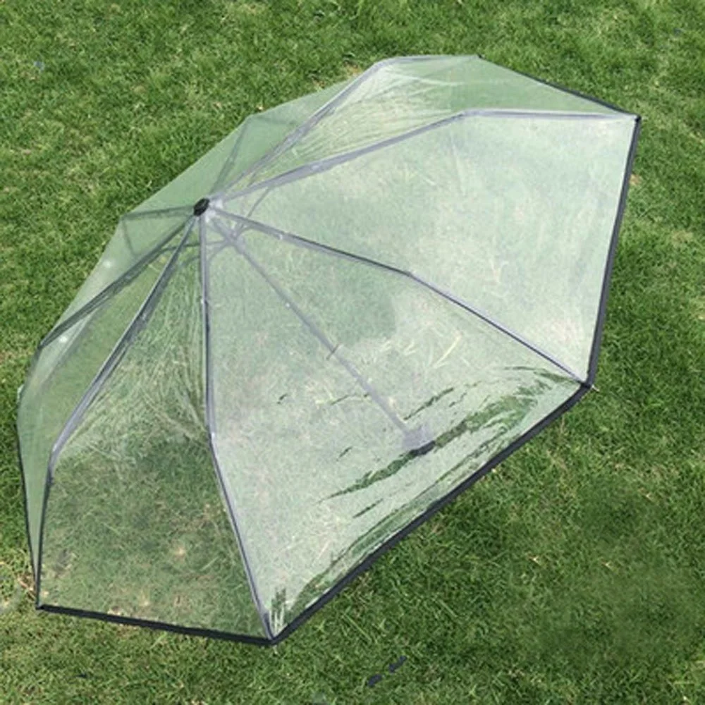 WerFamily Clear Transparent Folding Auto Open/Close Umbrella w Reinforced Steel Ribs (Black Rim) Fast ePacket Shipping