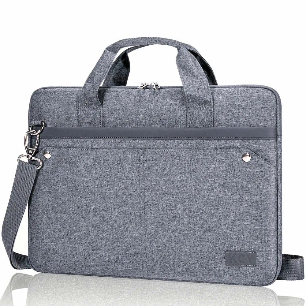 KCY Laptop Bag Case 13 13.3 14 Inch with Shoulder Starp, Waterproof Slim Computer Sleeve Compatible with MacBook Air 13 M1/M2, MacBook Pro 13/14, 13.5” Surface Laptop 5/4, Chromebook 14, Grey