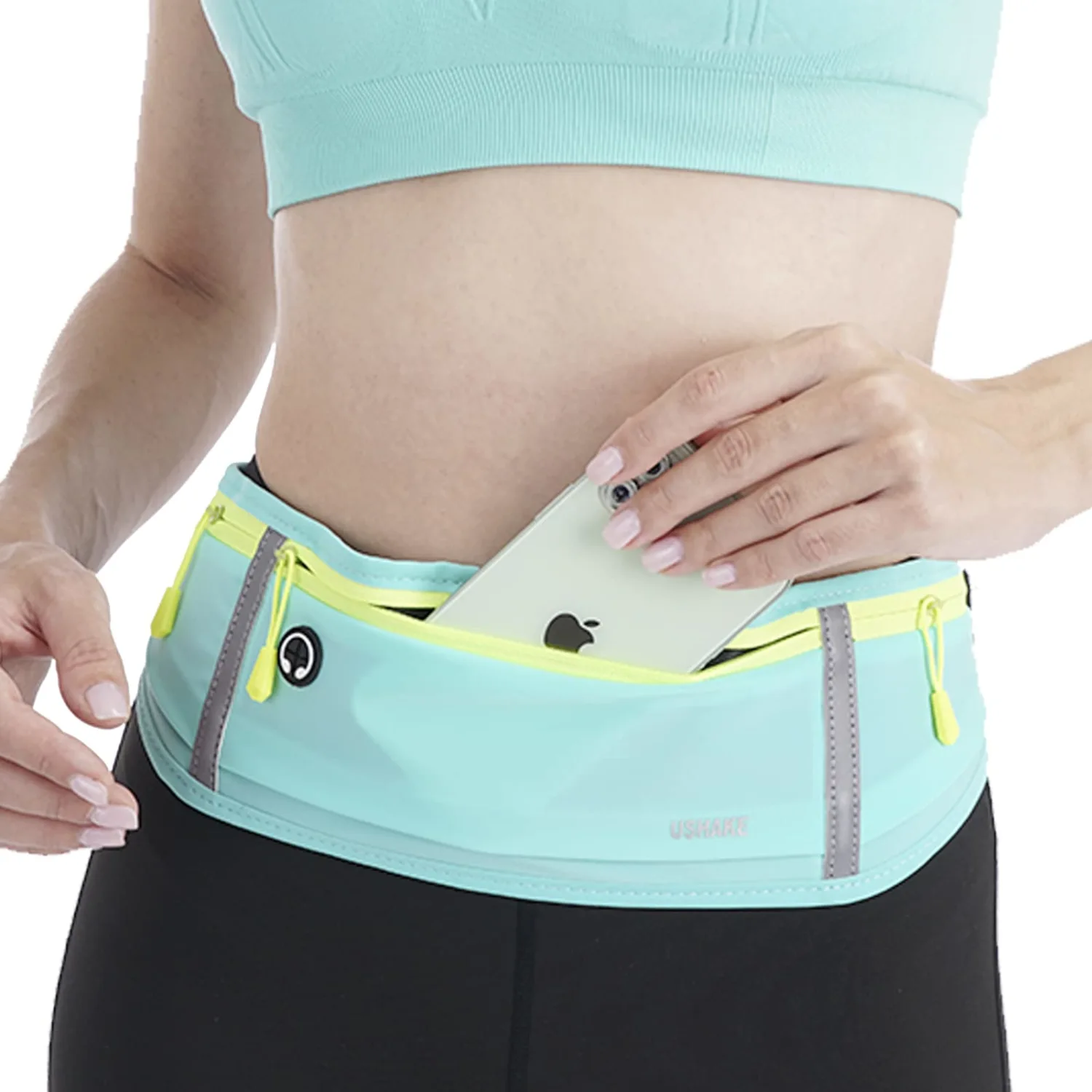 USHAKE Slim Running Belt, Workout Fanny Pack for Men Women,Exercise Waist Pack for Apple iPhone Holder, Runner Belt for Running Walking Cycling Camping Gym