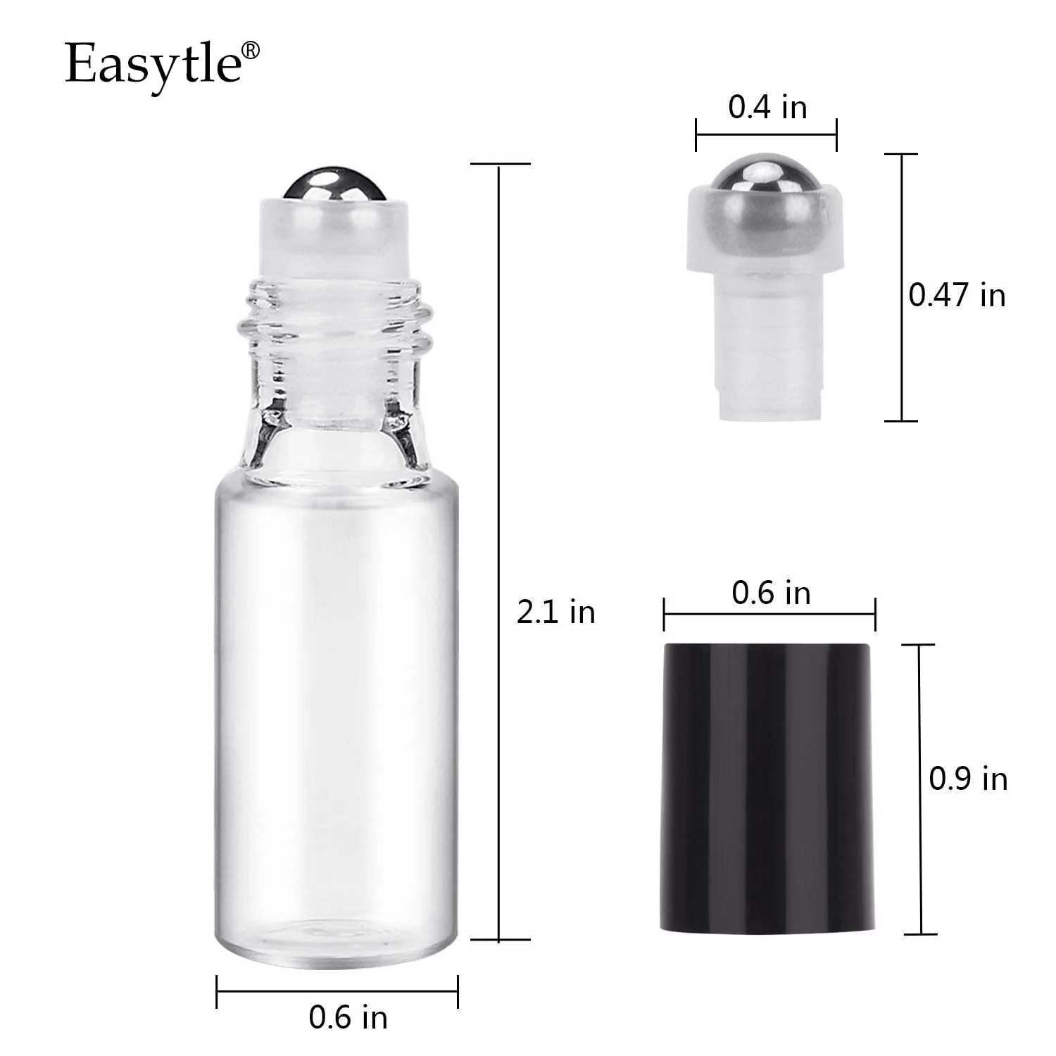 Easytle Essential Oil Roller Bottles 24 Pack 5ml Clear Glass Roller Bottles for Oils (96 Pieces Labels, 2 Opener, 4 Funnels, 4 Dropper) Roll on Bottles with Stainless Steel Roller Balls and Caps