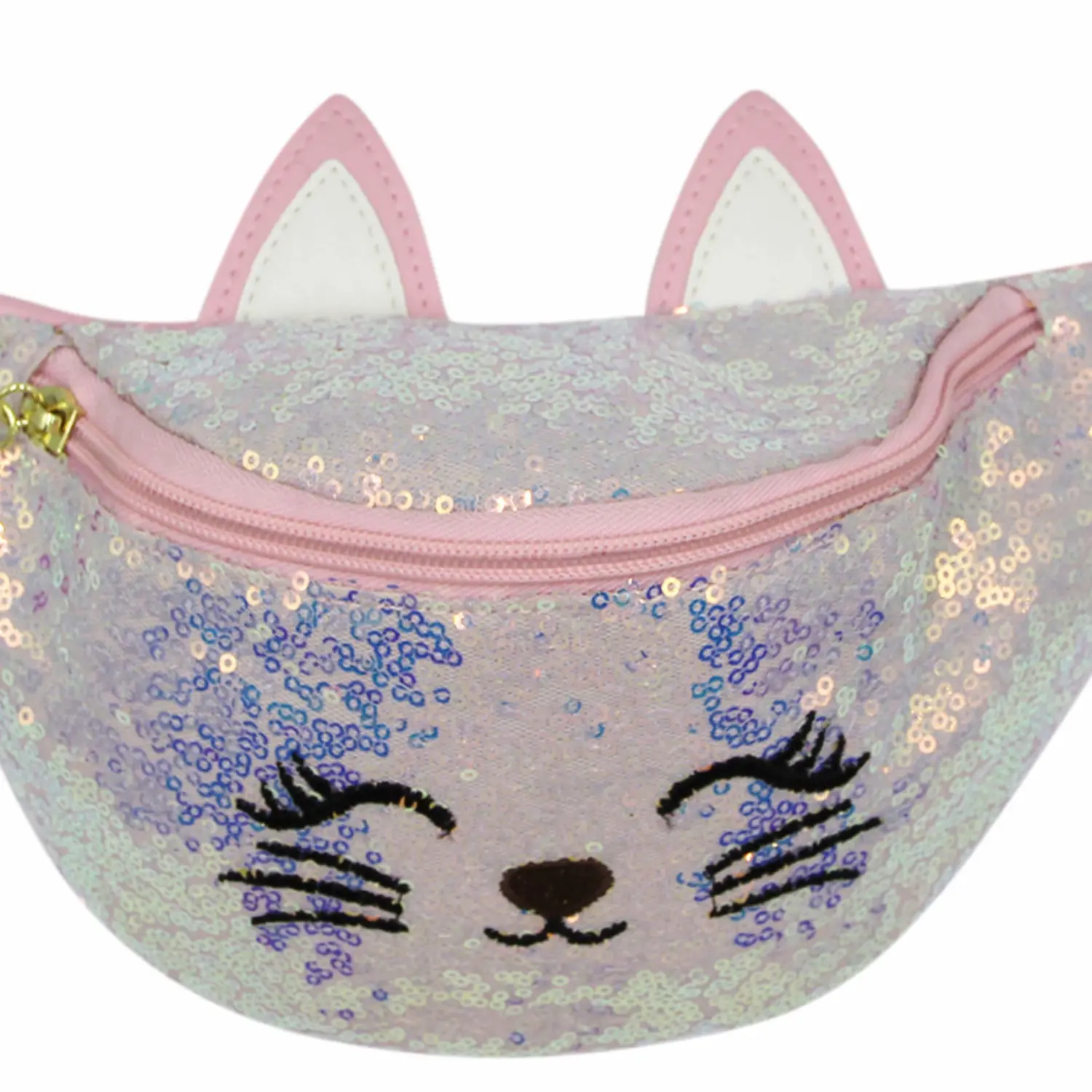 Waist Bag Glitter Sequin Girls Fanny Pack Adjustable Belt Cute Cat Sport Travel Bum Purse for Kids Teens