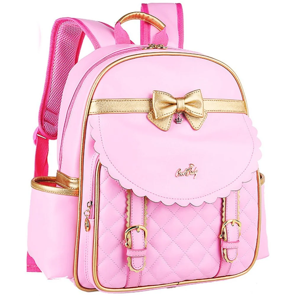 Children Princess Waterproof PU Backpack for Girls Elementary School Girl Bookbags